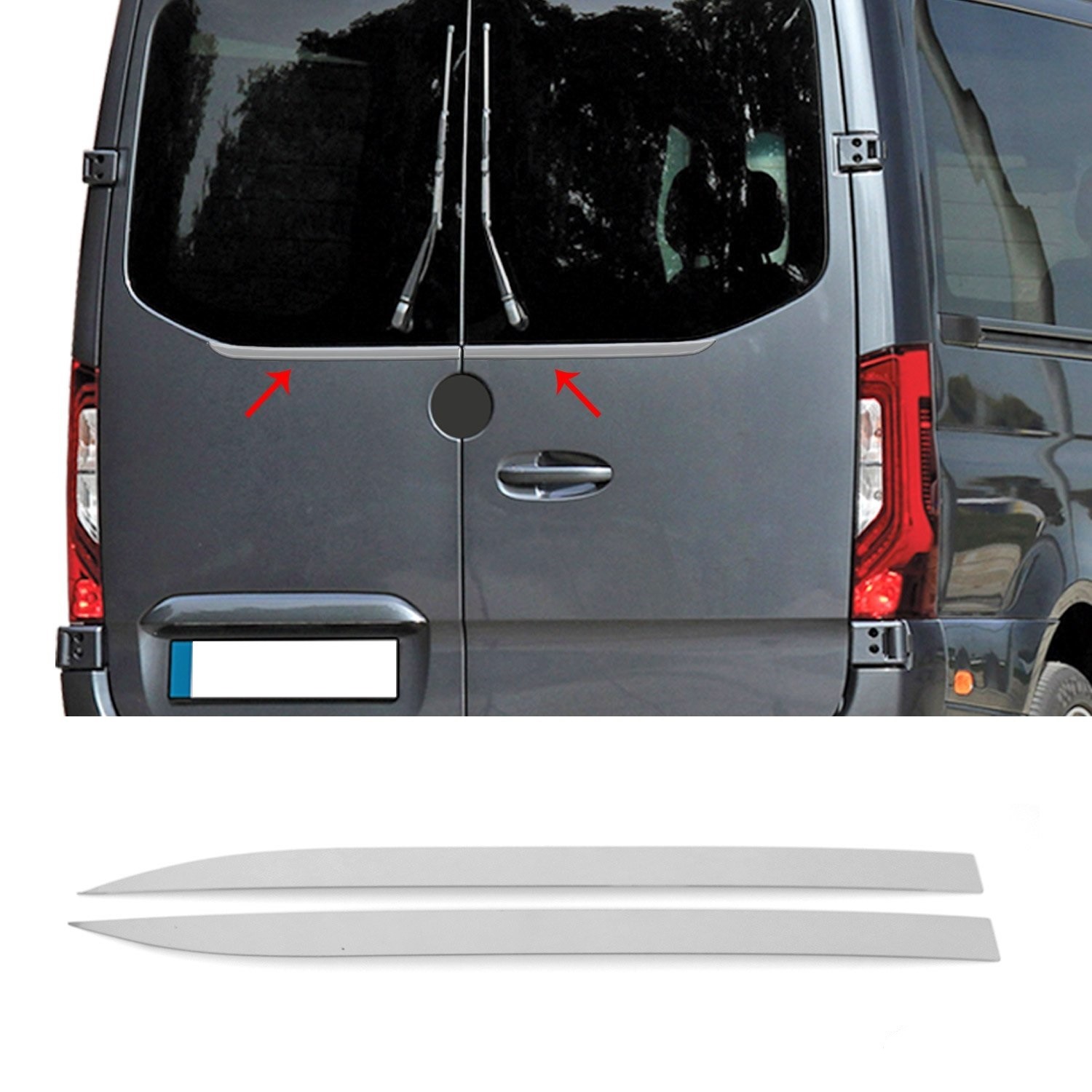 For Mercedes Sprinter 2019-2021 Chrome Rear Door Windshield Streamer Trim Steel